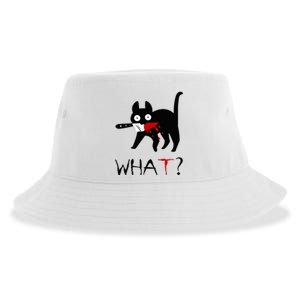 Cat What Funny Black Cat Murderous Cat With Knife Sustainable Bucket Hat