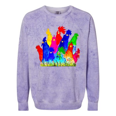 Chicken Watercolor Funny For Men Women Colorblast Crewneck Sweatshirt