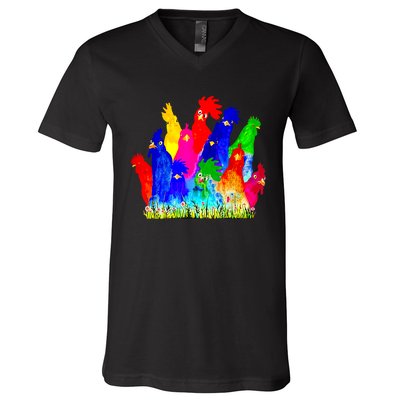 Chicken Watercolor Funny For Men Women V-Neck T-Shirt