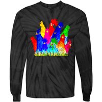 Chicken Watercolor Funny For Men Women Tie-Dye Long Sleeve Shirt