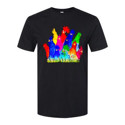 Chicken Watercolor Funny For Men Women Softstyle CVC T-Shirt