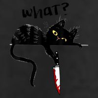 Cat What? Funny Black Cat Shirt, Murderous Cat With Knife Cute Design 7 Panel Mesh Trucker Snapback Hat