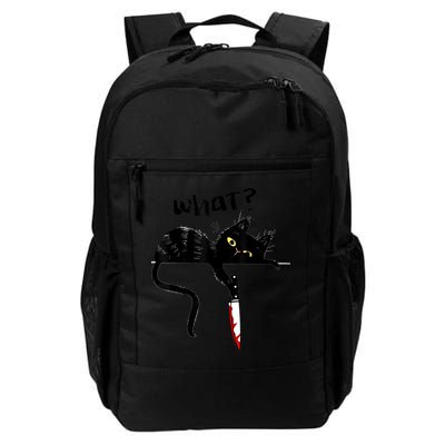 Cat What? Funny Black Cat Shirt, Murderous Cat With Knife Cute Design Backpack