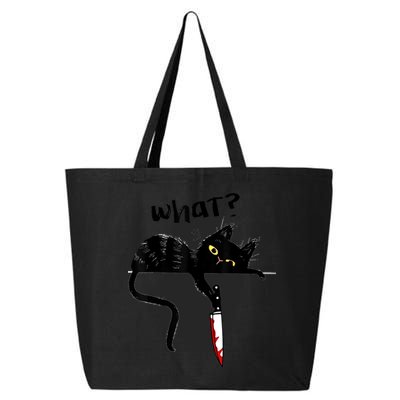 Cat What? Funny Black Cat Shirt, Murderous Cat With Knife Cute Design 25L Jumbo Tote