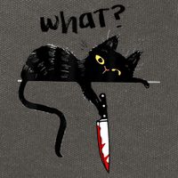 Cat What? Funny Black Cat Shirt, Murderous Cat With Knife Cute Design Cotton Canvas Backpack