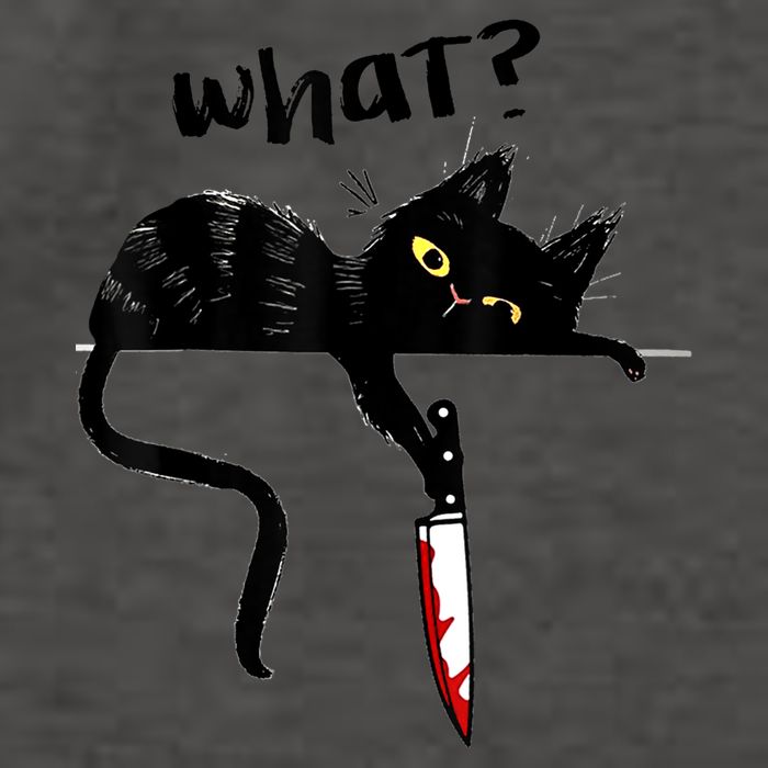 Cat What? Funny Black Cat Shirt, Murderous Cat With Knife Cute Design Vector Backpack
