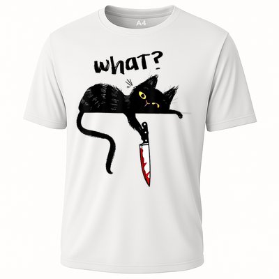 Cat What? Funny Black Cat Shirt, Murderous Cat With Knife Cute Design Performance Shirt