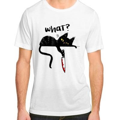 Cat What? Funny Black Cat Shirt, Murderous Cat With Knife Cute Design Adult ChromaSoft Performance T-Shirt