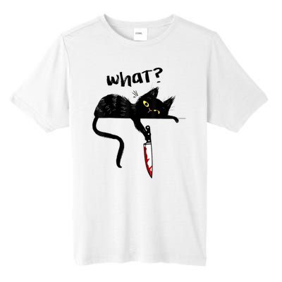 Cat What? Funny Black Cat Shirt, Murderous Cat With Knife Cute Design Tall Fusion ChromaSoft Performance T-Shirt