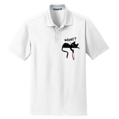 Cat What? Funny Black Cat Shirt, Murderous Cat With Knife Cute Design Dry Zone Grid Polo