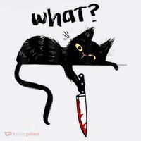 Cat What? Funny Black Cat Shirt, Murderous Cat With Knife Cute Design Baby Bodysuit