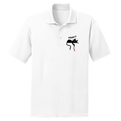 Cat What? Funny Black Cat Shirt, Murderous Cat With Knife Cute Design PosiCharge RacerMesh Polo