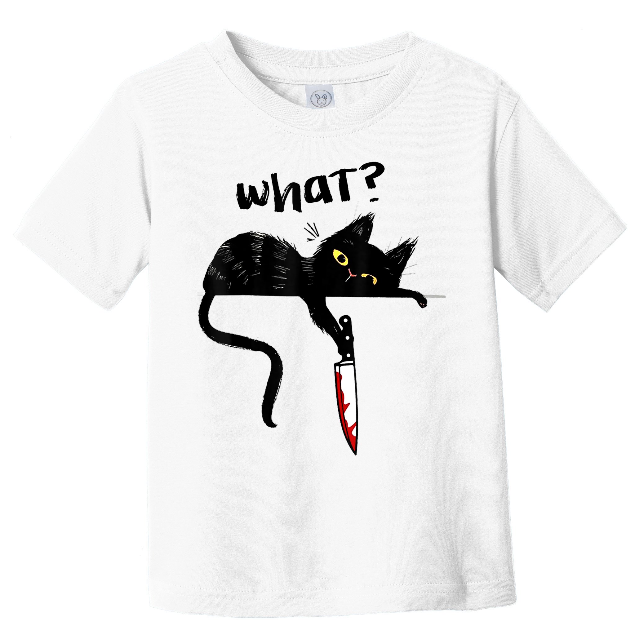Cat What? Funny Black Cat Shirt, Murderous Cat With Knife Cute Design Toddler T-Shirt