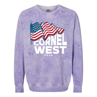 Cornel West For President Cornel West 2024 Colorblast Crewneck Sweatshirt