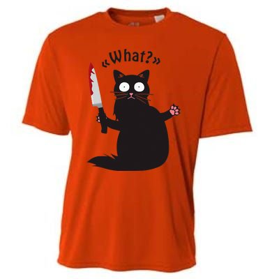 Cat What Funny Black Cat Fun Murderous Cat With Knife Cooling Performance Crew T-Shirt