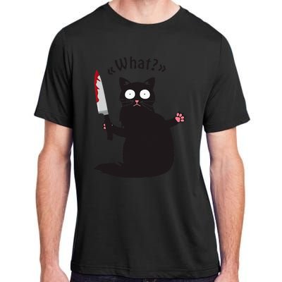 Cat What Funny Black Cat Fun Murderous Cat With Knife Adult ChromaSoft Performance T-Shirt