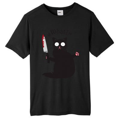 Cat What Funny Black Cat Fun Murderous Cat With Knife Tall Fusion ChromaSoft Performance T-Shirt