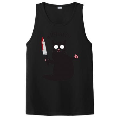 Cat What Funny Black Cat Fun Murderous Cat With Knife PosiCharge Competitor Tank