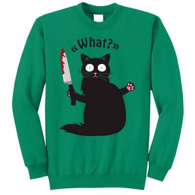 Cat What Funny Black Cat Fun Murderous Cat With Knife Sweatshirt