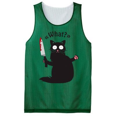 Cat What Funny Black Cat Fun Murderous Cat With Knife Mesh Reversible Basketball Jersey Tank