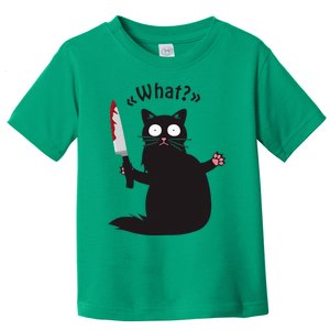 Cat What Funny Black Cat Fun Murderous Cat With Knife Toddler T-Shirt