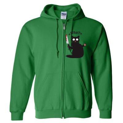 Cat What Funny Black Cat Fun Murderous Cat With Knife Full Zip Hoodie