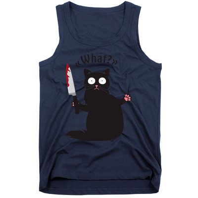 Cat What Funny Black Cat Fun Murderous Cat With Knife Tank Top