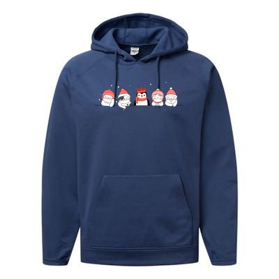 Christmas Winter Festive Penguin Cats Holiday Party Great Gift Performance Fleece Hoodie