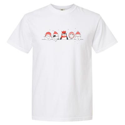 Christmas Winter Festive Penguin Cats Holiday Party Great Gift Garment-Dyed Heavyweight T-Shirt