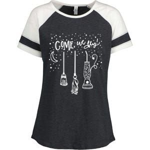 Come We Fly Funny Halloween Gift Enza Ladies Jersey Colorblock Tee