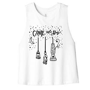 Come We Fly Funny Halloween Gift Women's Racerback Cropped Tank