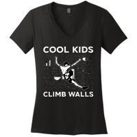 Climb Walls Funny Rock Climbing Bouldering Women's V-Neck T-Shirt