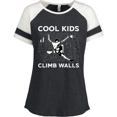 Climb Walls Funny Rock Climbing Bouldering Enza Ladies Jersey Colorblock Tee