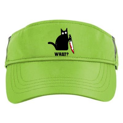 Cat What? Funny Black Cat Shirts Murderous Cat With Knife Adult Drive Performance Visor