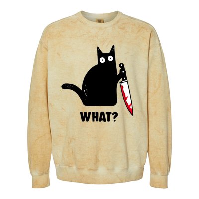 Cat What? Funny Black Cat Shirts Murderous Cat With Knife Colorblast Crewneck Sweatshirt