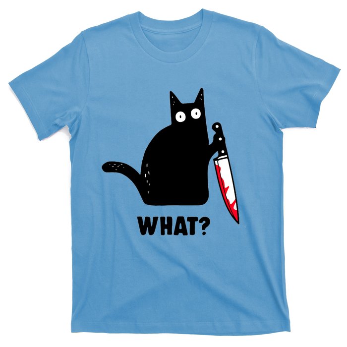 Cat What? Funny Black Cat Shirts Murderous Cat With Knife T-Shirt