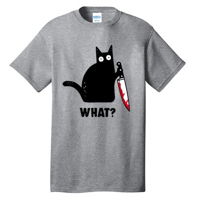 Cat What? Funny Black Cat Shirts Murderous Cat With Knife Tall T-Shirt