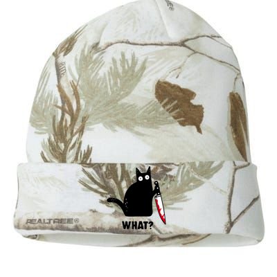 Cat What? Funny Black Cat Shirts Murderous Cat With Knife Kati Licensed 12" Camo Beanie