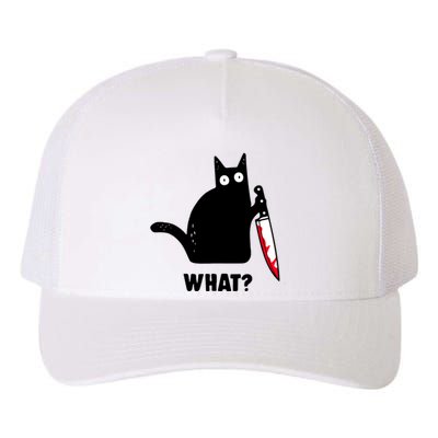 Cat What? Funny Black Cat Shirts Murderous Cat With Knife Yupoong Adult 5-Panel Trucker Hat