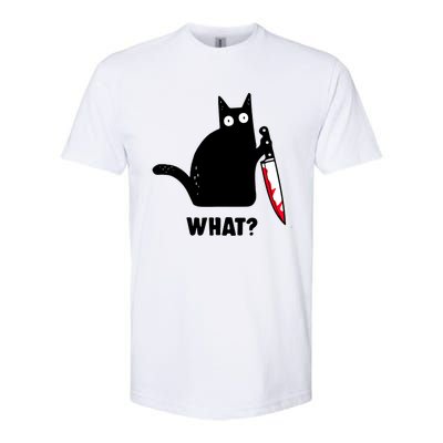 Cat What? Funny Black Cat Shirts Murderous Cat With Knife Softstyle® CVC T-Shirt