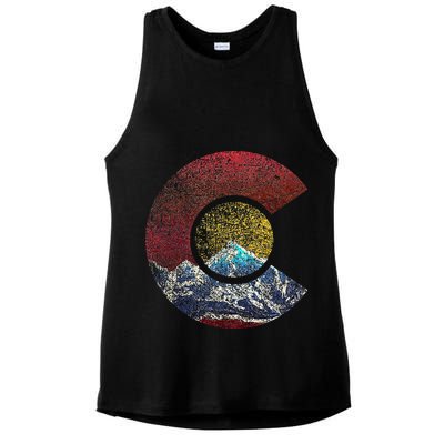 Colorado With Flag Themed Mountain Ladies PosiCharge Tri-Blend Wicking Tank