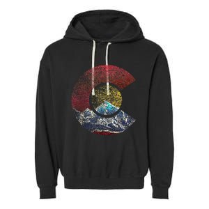 Colorado With Flag Themed Mountain Garment-Dyed Fleece Hoodie