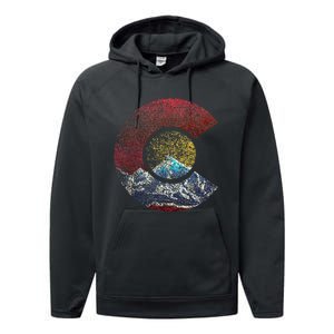 Colorado With Flag Themed Mountain Performance Fleece Hoodie