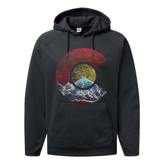 Colorado With Flag Themed Mountain Performance Fleece Hoodie