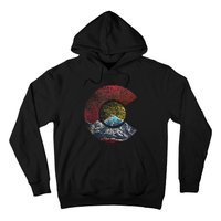 Colorado With Flag Themed Mountain Hoodie