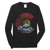 Colorado With Flag Themed Mountain Long Sleeve Shirt