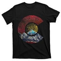 Colorado With Flag Themed Mountain T-Shirt