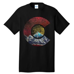 Colorado With Flag Themed Mountain Tall T-Shirt