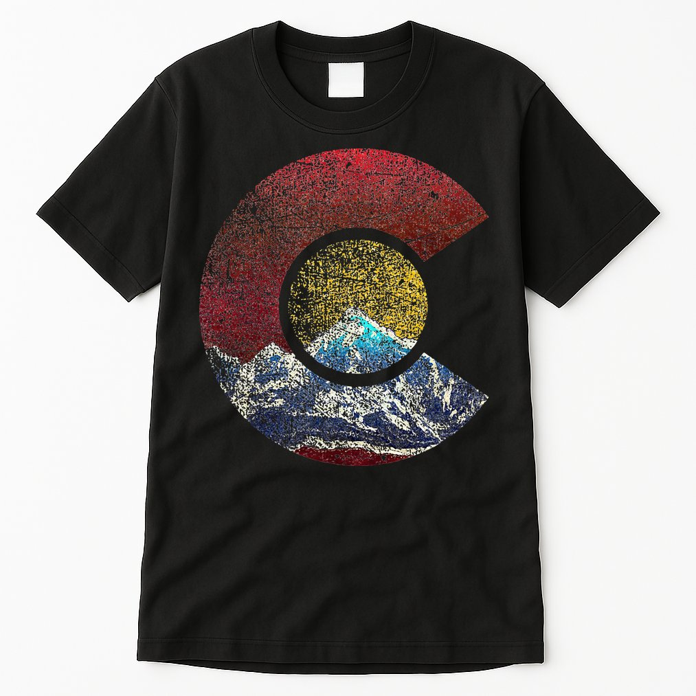 Colorado With Flag Themed Mountain Tall T-Shirt