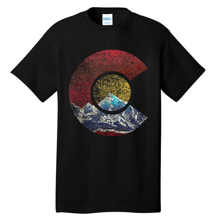 Colorado With Flag Themed Mountain Tall T-Shirt